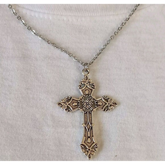 Unbranded Other - Vintage Style European Cross Pendant Necklace 20 Inches Stainless Steel